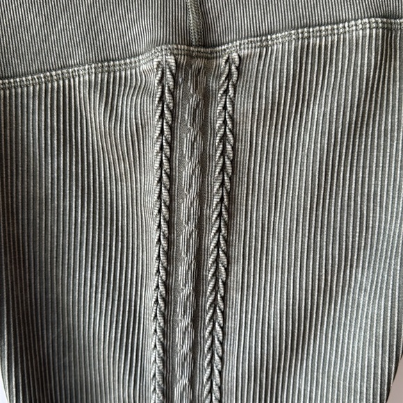 Aerie Offline Olive Green High Waist Ribbed Braided Sides Soft Boho Leggings XL - Picture 10 of 13